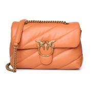 Orange Love Bag Puff Quilted Leather