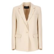 Pink Uld Linned Blazer Kvinde