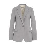 Grå Enkeltknap Blazer Elegant Stil