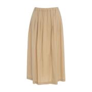 Beige Plisseret Midi Nederdel