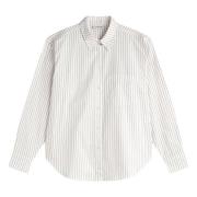 Klassisk Hvid Button-Up Skjorte med Jacquard Monogram