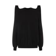 Sort Oversize Sweater med Cut-Out Detalje