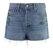 Denim shorts med metal knapper