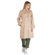 Beige Trenchcoat i Bomuld med Snøreliv