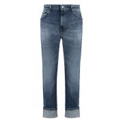 Slim Fit Jeans med Metal Knapper