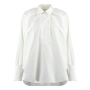 Bomuld Poplin Bluse med Sideslidser