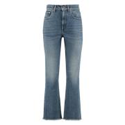 Broderet Patchede Cropped Jeans