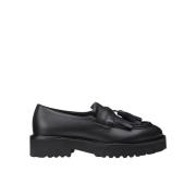 Kvinders læder Penny loafers | sort