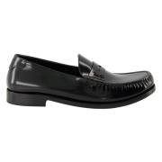 Blank læder loafers