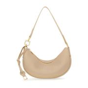 Beige Hammered Leather Hobo Taske