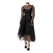 Sort Sheer Tulle A-line Cocktail Kjole