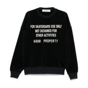 Skateboard Broderet Bogstav Sweatshirt