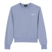 Blå Grå Sweatshirt med Fløjl Logo