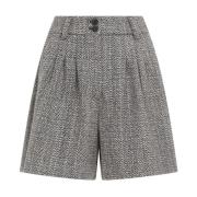 Midnight Herringbone Plisserede Shorts