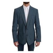 Elegant lyseblå slim fit blazer