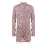 Sequin Fringe Mini Kjole Pink