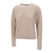 Beige Uld Alpaka Sweater Rund Hals