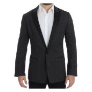 Martini Sort Polkaprik Slim Fit Blazer