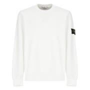 Hvid Bomulds Sweatshirt med Logo Patch