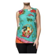 Vegetabilsk Print Silke Tank Top