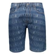 Denim Bermuda Shorts med Logo Print