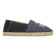 Denim espadriller med læderindsatser