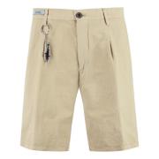 Linned Bomuld Bermuda Shorts