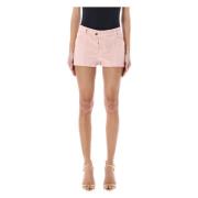 Iced Pink Asymmetriske Denim Shorts SS23