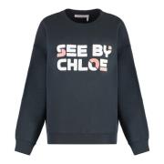 Velvet Crew-neck Sweatshirt