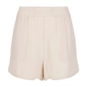 Silkeblandings crepe de chine shorts med piping detaljer og logo