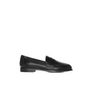 Sorte Læder Loafers Slip-On Sko