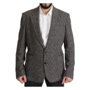 Eksklusiv Grå Herringbone Blazer Jakke