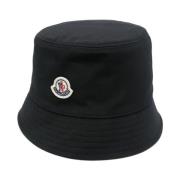 Sort Bucket Hat med Patch