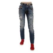 Krystalpyntet Slidte Denim Jeans