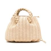 Beige Raffia Skuldertaske