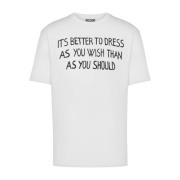 Hvid Slogan Print T-shirt med Crew Neck