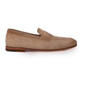 Beige læder slip-on mokkasiner