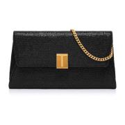 Sort Glitter Clutch Taske