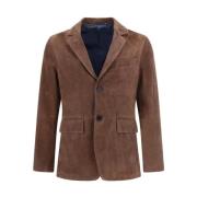 Suede Blazer Jakke med Klassiske Revers