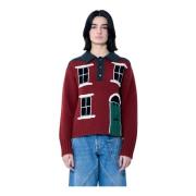 Intarsia House Polo Sweater