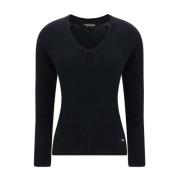 Kashmir V-Neck Sweater Ribbet Stil