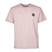 Pink Jersey Bomuld T-shirt med Logo Patch