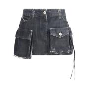 Denim Cargo Mini Nederdel med Lommer