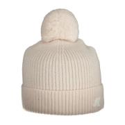 Pink Ribstrikket Pom Pom Beanie