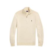 Beige Cotton Quarter-Zip Jumper Andover Cream