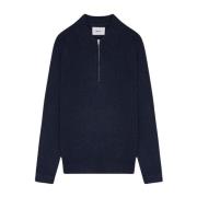 Navy Melange Half Zip Polo