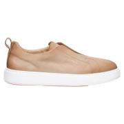 Beige Slip-On Læder Sneakers