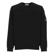 Sort Bomulds Sweatshirt med Logo Patch