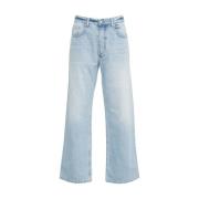 Blå Distressed Wide Leg Jeans