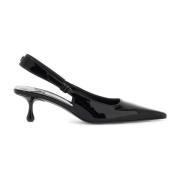 Patentlæder Slingback med Kitten Heel